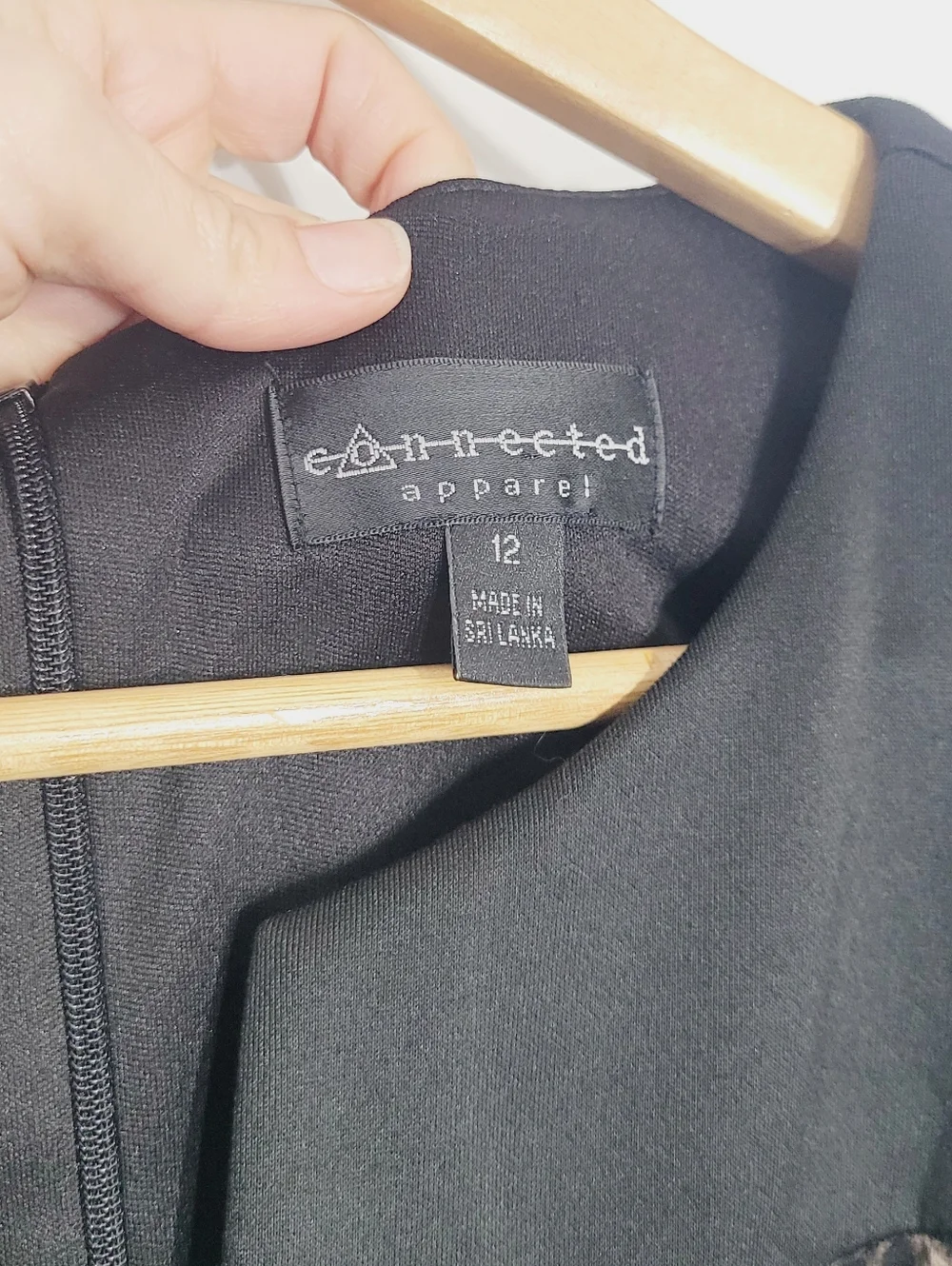 Connected Apparel Black Cap Sleeve Animal Print Front Belt Detail Business Sz 14 - Picture 7 of 12